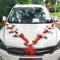 Autoschmuck Hochzeit Motorhaube Saugnapf, Hochzeitsdeko Auto Blumen, Deko Hochzeitsauto Vintage, Auto Hochzeitsschmuck Set mit Autoschleifen Spiegel Blumenstrauß Kunstblumen Rosen Tüll (Rot-weiß)