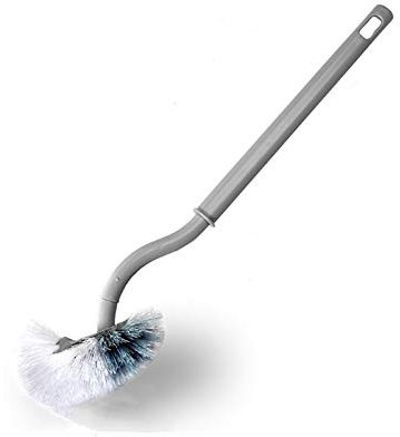 Set portascopino e portascopino Spazzola per servizi igienici, spazzola igienica per la pulizia del bagno-design ergonomico, forte potenza di pulizia, bella, resistente (bianco / grigio) Porta scopino