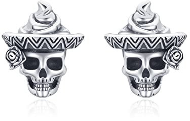 Totenkopf Ohrstecker 925 Sterling Silber Schädel Ohrringe Totenkopf Rose Ohrringe Zirkonia Hypoallergene Schmuck Geschenke Geburtstagsgeschenke Vatertagsgeschenk für Damen Männer (Poop Ohrstecker)