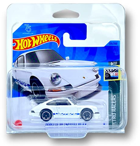 Hot Wheels Porsche 911 Carrera RS 2.7 (White) 8/10 Retro Racers 2023-125/250 (Short Card) *** COMES IN A KLAS CAR KEEPER PROTECTIVE COLLECTORS CASE *** HKG42