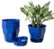 Dproptel 5 Pack Plastic Flower Pots, Indoor/Outdoor Plant Holder Nordic Style Garden Pots Succulents Containers with Base Bracket for Home Office Shops Décor (blue)