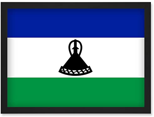 Artery8 Lesotho National Flag Patriotic Vexillology World Flags Country Region Poster Artwork Framed Wall Art Print A4