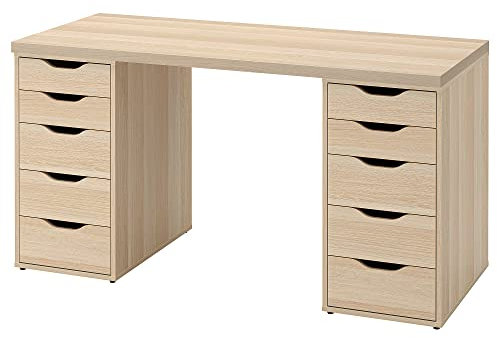 IKEA Alex/LAGKAPTEN Schreibtisch, 140 x 60 cm, weiß gebeizte Eichenoptik