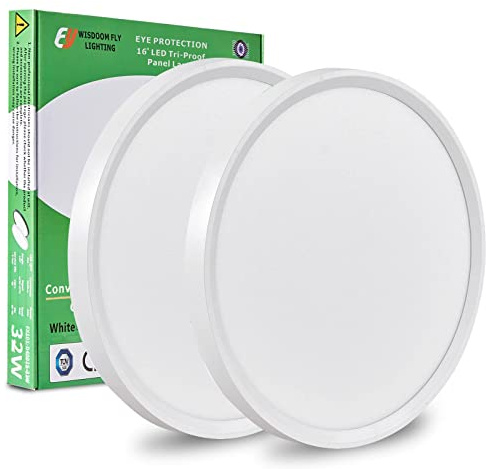 2PK 15.8 Inch LED Flush Mount Ceiling Light, 32W, 3480LM, 3000K/4000K/6000K CCT Selectable, Round Flat Panel Light Low Profile Ceiling Fitures for Hallway, Kitchen, Bedroom, Laundry Room
