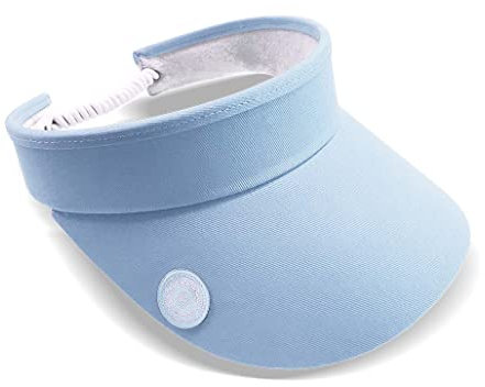 Surprizeshop Womens Golf Visor | Telephone Wire | Built in Magnet | Hand Enamelled 25mm Ball Marker | Rigid Peak | Multiple Colours | Golf Visor | Tennis Visor (Pale Blue)