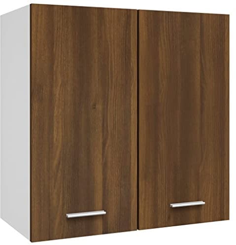 vidaXL Hanging Cabinet in Brown Oak, Engineered Wood, Kitchen Wall Mounted Storage Unit with Concealed Doors, Easy-to-Clean Surface, Compact Size
