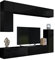 BROMARKT Premium Wohnwand Wohnzimmer Set 6 Teile - Wohnzimmer Schrank - Wohnwand Modern - Wohnzimmerschrank Komplett Möbel - Hochglanz Schwarz