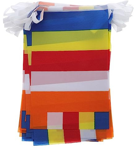 Yardwe buddhistische Flagge Gebet Außendekoration Nepal-Flagge Wimpelkette Flaggen Buddha fünffarbiges Banner buddhistische hängende Fahne fünf Farben das Banner Katar schmücken Polyester