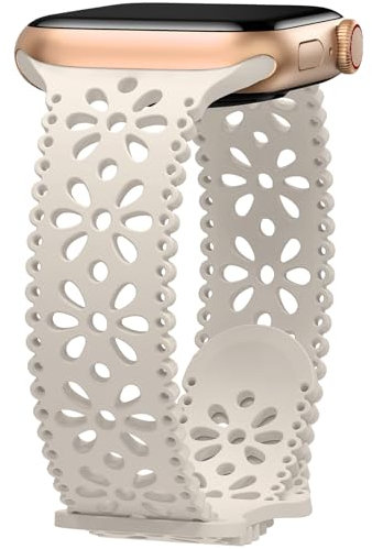 Towsnails Kompatibel mit Apple Watch Armband 38 mm/40 mm/41 mm/42 mm/44 mm/45 mm,Damen schlank Elastisches weichem Silikon Sport Atmungsaktive Armbänder für iWatch Series SE 9/8/7/6/5/4/3/2/1