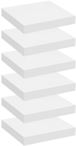 WOLTU 6er Set Wandregal Wandboard Bücherregal Regale für Deko Wandablagen aus MDF Holz,Hängeregal Weiss,30x22.9x3.8cm,RG9371ws-6