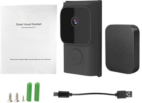 HUIOP Video Doorbell Wireless Smart Doorbell Camera with Chime APP 2.4G WiFi 720P Remote Visual Call 2-Way Audio Viewing 75 Degrees Wide Angle Camera for Home Office Villas Hotels,doorbell camera