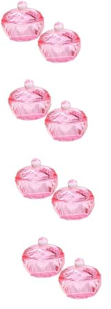 Housoutil 8pcs Acrylic Nails Monomer Dish Glass Cup Nail Primer Dappen Bowl Lid Pink Dappen Dish for Manicure
