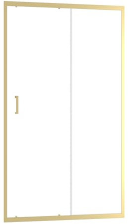 Marwell Walk In Dusche Golden Stage 120x200 cm - Schiebetür mit Duschwand aus 6mm Einscheibensicherheitsglas - Öffnungsbreite 49cm - mit hochwertigen goldenen Aluminiumprofilen