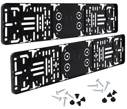 TRUSTCAR Kennzeichenhalter Rahmenlos 2er Pack- universale Nummernschildhalterung fürs Auto -zulässigen Nummernschild - inkl. Montagezubehör - 520 mm x 110 mm - Schwarz