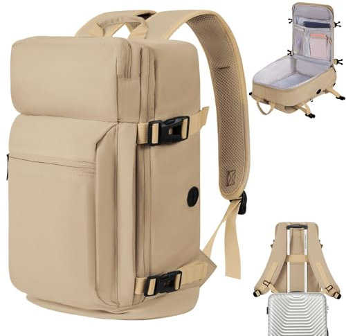 VOESLD Rucksack Handgepäck 40x20x25 für Ryanair, Wizzair & Eurowings - Damen & Herren Rucksack für Reisen, Sport, Outdoor, Flugzeug Untersitz, Laptop & Kabinentasche (Braun)