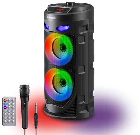 Defender Crashboom Bluetooth Lautsprecher - Musikbox Bluetooth, Boombox, BT Speaker mit MP3-Player & FM-Tuner, Unterstützung von USB-Speichern und MicroSD-Karten, True Wireless Stereo Soundbox Speaker