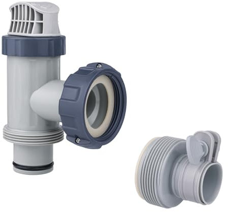 Valve à Piston de Piscine et Adaptateur de Tuyau de Type B Compatible avec Intex Les Pièces de Rechange de Piscine, Pièces de Valve d'arrêt avec Rondelle pour Pompes de Filtre à Sable de Piscine