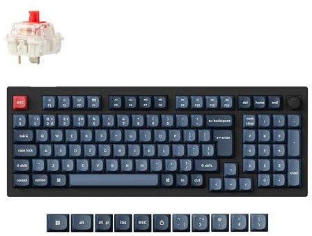 Keychron V5 Max Compact 100-Key Wireless Custom Knob Mechanical Keyboard, Programmable Bluetooth 5.1/2.4 GHz/Wired with RGB Hot-swappable Gateron Jupiter Red Switch for Mac Win Linux - UK Layout