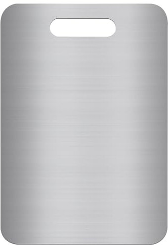 Tabla de Cortar de Acero Inoxidable 304, Doble Cara, Sin BPA, Ideal para Carne, Pan, Verduras y Frutas, Gran Superficie de Corte (34 x 23 cm), Duradera e Higiénica.