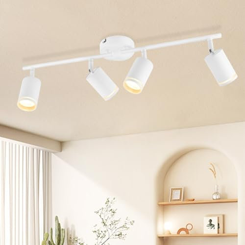 GeyouLux Deckenstrahler LED 4 Flammig, LED Deckenleuchte Schwenkbar, GU10 Deckenlampe Strahler Deckenspot, Modern Spot Lampe Wandstrahler Weiß für Wohnzimmer Schlafzimmer Küche (Ohne Leuchtmittel)