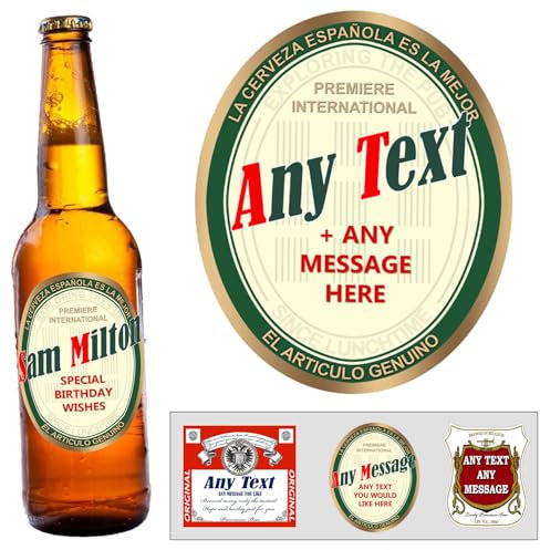Party People Personalised Beer Labels - 12 Bottle Labels with Any Name & Message on self adhesive gloss labels ready to cut out (Type 3)