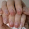 GlamRays 24 pièces GlamRays Blush Ombré Press-On Ongles courts carrés, ongles d'hiver en acrylique, faux ongles press-ons à paillettes, pointe française brillante, ongles adhésifs courts