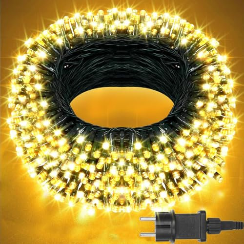 LED Lichterkette Innen Außen 30m, 300er LED Lichterkette Weihnachtsbaum, 8 Modi IP44 Wasserdicht Fairy Lights mit Speicherfunktion, mit Kabel und Stecker, für Weihnachten, Garten, Party, Außen