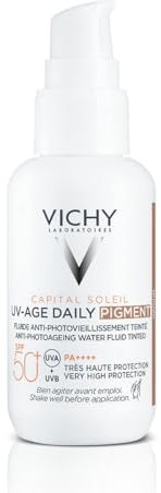 Vichy Fotoprotector UV-Age de Uso Diario, Previene el Envejecimiento y la Hiperpigmentación, Fotoprotección SPF50+ Contra Rayos UVB y UVA, Captain Soleil, 40 ml