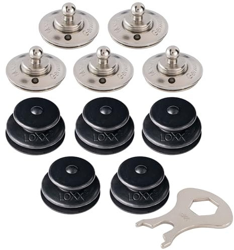 LOXX Set 5 Stück Oberteile Schwarz + 5 Stück Stoffschrauben MsNi + 1 Schlüssel