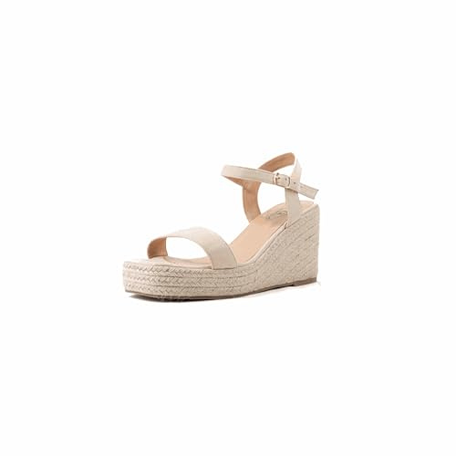 GABYLOU - Modele Vic - Sandales Compensés sandales Espadrilles Femme Confort Pieds Larges – Talon 6 cm – Réglable à Boucle - Bout Carré