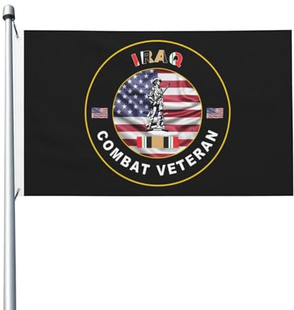 vívido Bandera de jardín Veteranos de combate de la Guardia Civil del Ejército de los Estados Unidos en Irak Premium Bandera en poliéster 90x150 cm para dormitorios,Decoración exterior,jardín