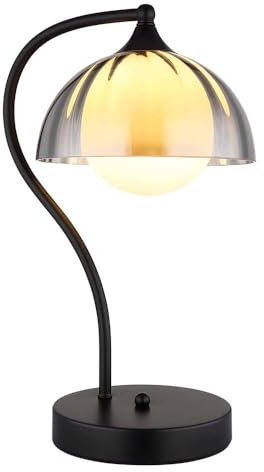 Tischlampe Tischleuchte Nachttischleuchte Glaskugel rauchfarben opal H 39,5 cm