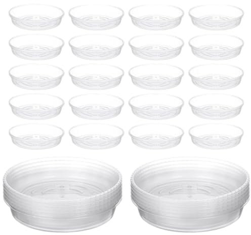 JIEBWCHA 30 Stücks Klarer Pflanzuntersetzer, 15/20cm Transparent Blumenuntersetzer, Untersetzer Blumentopf, Transparente Pflanzen-Wasserauffangschale, Verhindert Übermäßige Wasserschäden