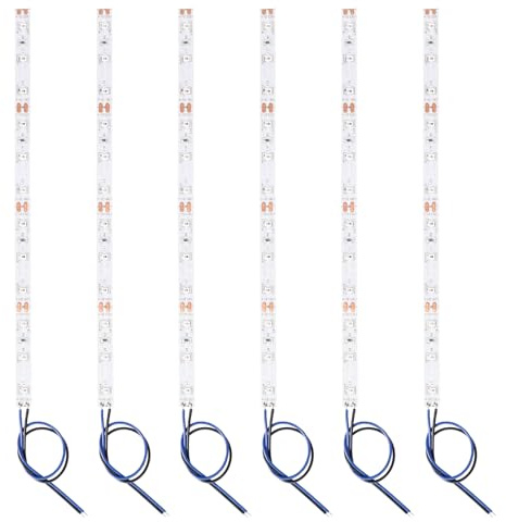 Lyeteung 6 PCS 200mm 12V - 18V Pre Wired Strip, 2835 SMD LED Model Railway LED Lighting, Blue