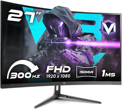 VIBOX 27 Pouces, 300Hz Incurvé Écran Gamer - FHD 1080p Résolution, 1ms, Adaptive Sync, Dalle VA, HDMI & DisplayPort
