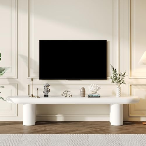 Physport White Painted TV Stand Cabinet for TV up to 70 inch, TV Unit TV Console Table, Wooden Entertainment Center for Living Room, Dining Room, Bedroom