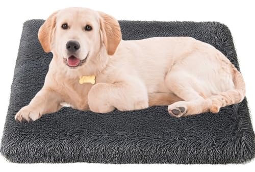 Bizcasa Hundebett, 100x60x8cm Hundekissen, Hundebett Grosse Hunde Waschbar, Plüsch Hundekissen, Flauschige Hundematte, rutschfeste Unterseite