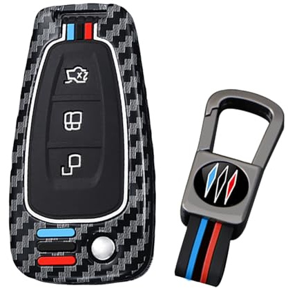 ontto Coque de clé de voiture pour Ford Transit Custom Connect Van Focus MK3 Fiesta Grand C-Max S-Max Kuga Mondeo Galaxy en fibre de carbone