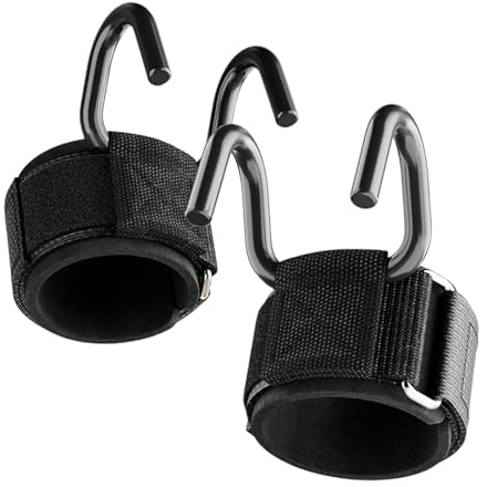 QSTDGVPW 2 Ganchos para Levantamiento de Pesas Y Correas de Muñeca para Barra de Dominadas Y Ejercicios de Culturismo.