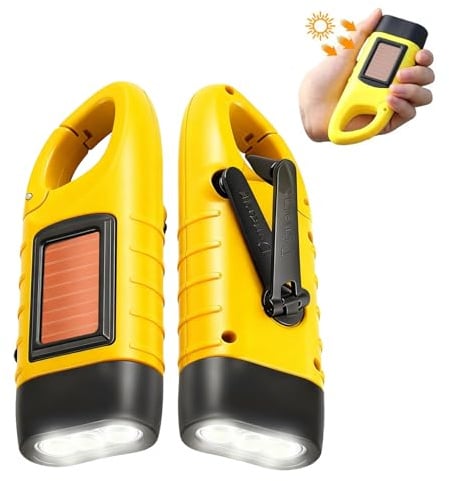 ONGNIUU 2PCS Taschenlampe Kurbel Notfall, Dynamo Taschenlampe, Kurbeltaschenlampe, T aschenlampe mit Kurbel und Solar für Outdoor, Camping, Notfall, Stromausfall