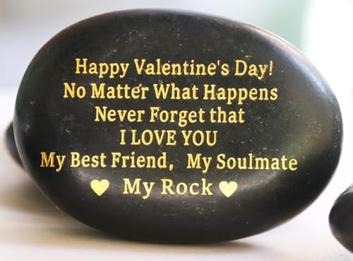 WuuTiao Happy Valentine's Day Rocks Love Gifts for Her, Romantic Rocks I Love You Gifts You are My Rock Gifts Decorative Stones for Her/Him Husband Wife