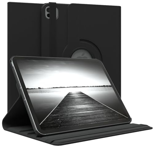 EAZY CASE - Tablet Hülle für iPad iPad Pro 11 (2025) Schutzhülle 11 Zoll Smart Cover Tablet Case Rotationcase zum Aufstellen Klapphülle 360° drehbar mit Standfunktion Tasche Kunstleder Schwarz