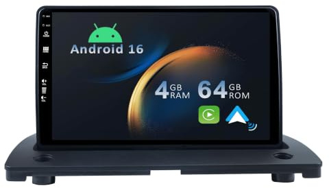 YUNTX [4+64G] Android 16 2 Din Radio con navigazione per Volvo XC90 2004–2014- [Integrato CarPlay/Android Auto/DSP/GPS/Bluetooth 5.0/MirrorLink/Controllo del volante]-IPS 9 Touch screen