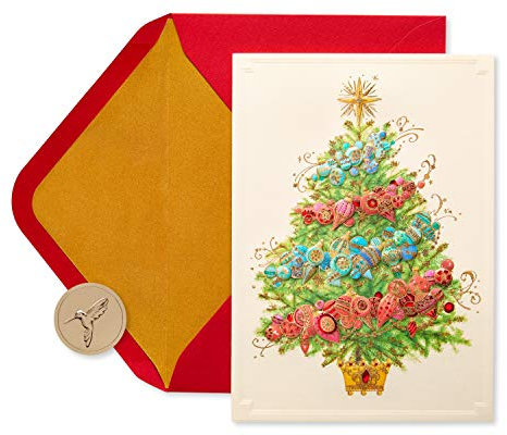 Papyrus Weihnachtskarten in Box mit Umschlägen, Frieden und Glück, Weihnachtsbaum (12 Stück)