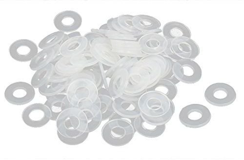 sourcing map 100St Flache Unterlegscheiben Dichtung Kunststoff 11mm AD 5mm ID 1mm Dicke Weiß