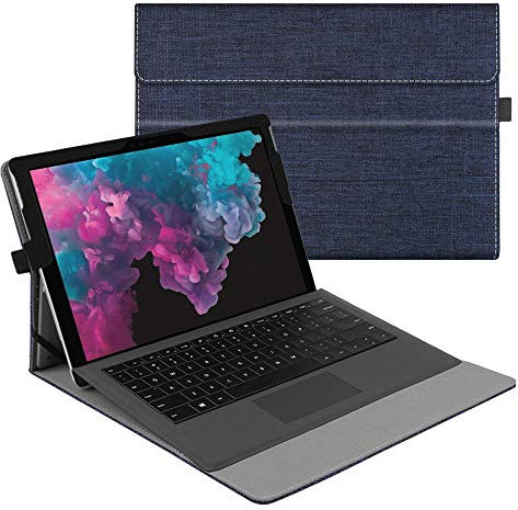 FINTIE Custodia per Microsoft Surface Pro 7+ / 7/6 / 5/4 / 3 12,3 Pollici, [Multi-angli] Slim Fit Folio Case Cover, Compatibile con Type Cover Keyboard, Blu Scuro