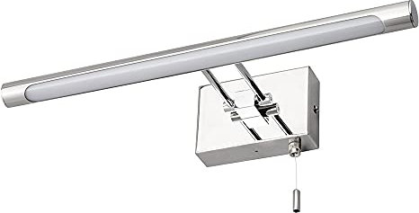 LITECRAFT Picture Wall Light Bathroom Integrated LED with Pull Cord Switch - (Polished Chrome)