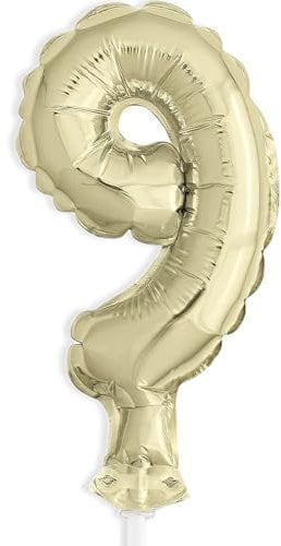 Gold Foil Number 9 Balloon Cake Topper (12cm) - Perfect for Birthdays, Anniversaries, & Milestone Events - 1 Pc