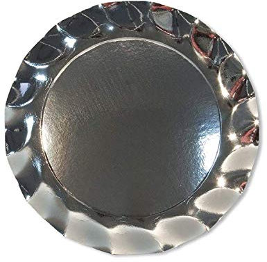 8 Sottopiatti Ø32,4cm - ARGENTO LUCIDO - SOTTOPIATTO in carta monouso - addobbo decoro tavola feste di compleanno, natale, matrimonio, anniversario, nozze, capodanno
