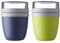 Mepal | Lunchpot Ellipse Mixed | Lemon Lime + Nordic Denim | Müslibecher to go | Unterteilung für Joghurt & Müsli | 500 ml + 200 ml | Geeignet für Gefrierschrank, Mikrowelle & Spülmaschine
